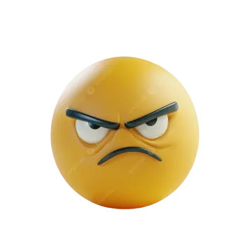 a yellow smiley face with an angry expression