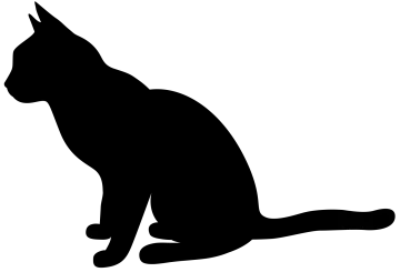 a black and white silhouette of a cat