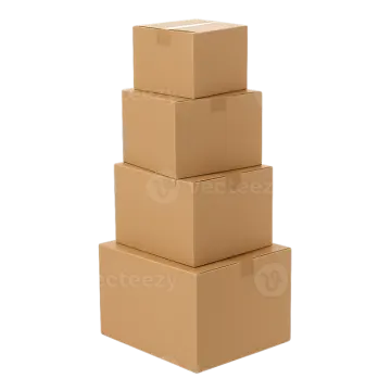 stack of cardboard boxes on a white background
