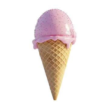 an ice cream cone with pink frosting