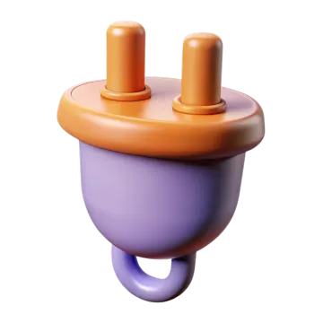 a purple and orange object on a white background
