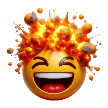 a smiley face with fire coming out of it