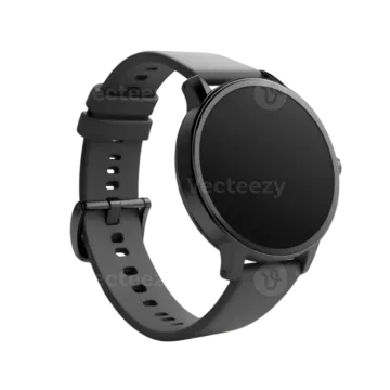 a black smart watch on a white background