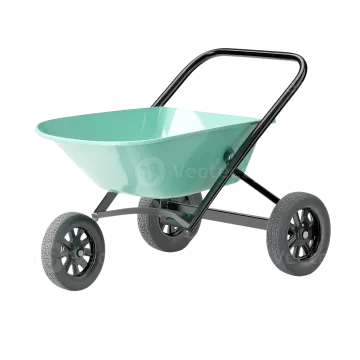 a green wheelbare with black wheels