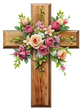 a cross with flowers on it