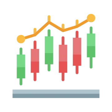 a bar chart with an arrow pointing upward