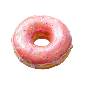 a donut with pink frosting
