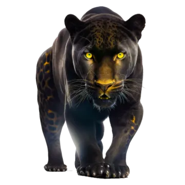 a black jaguar walking towards the camera