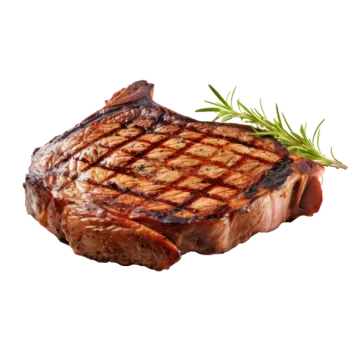 a piece of steak on a white background