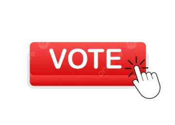 a red button with the word vote on it