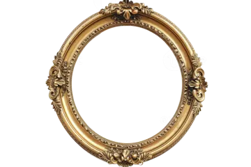 a gold oval frame on a white background