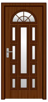 a wooden door on a white background