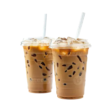two iced coffees on a white background