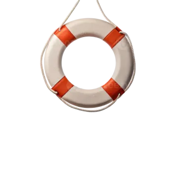 an orange and white life ring on a white background