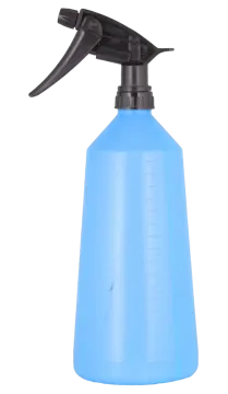 a blue spray bottle on a white background