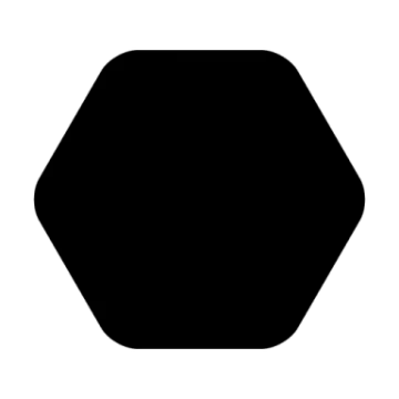 a black hexagon on a white background