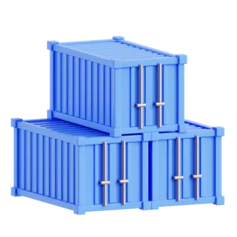 a stack of blue containers