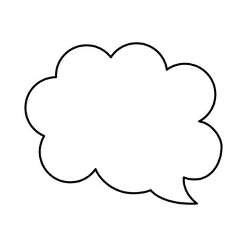 a black and white speech bubble