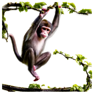 a monkey hanging on a branch of a tree