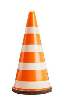 an orange and white traffic cone