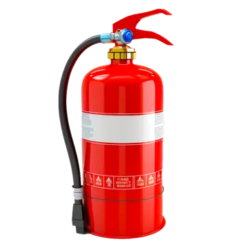 a red fire exor on a white background