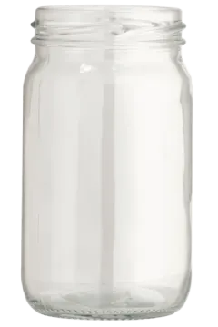 a glass jar with a white lid