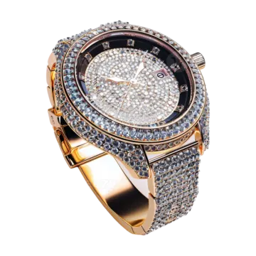 a gold watch with diamonds on the face