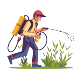 an illustration of a man spraying water from a hose