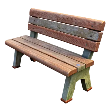 a wooden bench on a white background