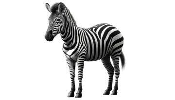 a zebra standing in front of a white background