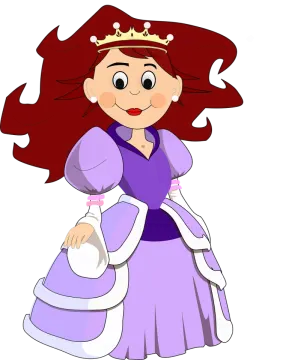 a little princess with red hair and purple dress