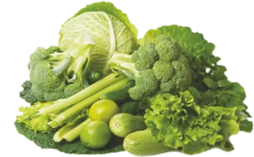 a pile of green vegetables on a white background