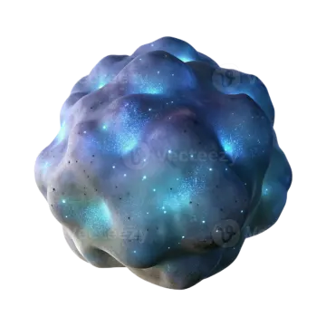 an image of a blue ball with stars on it