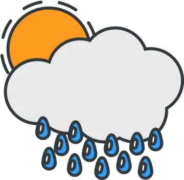a cloud with rain and sun in the background