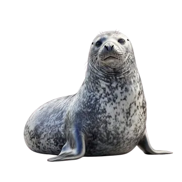 a grey seal on a white background