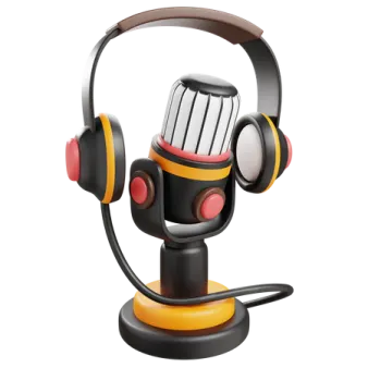 a microphone with headphones on it