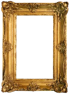 a gold frame on a white background