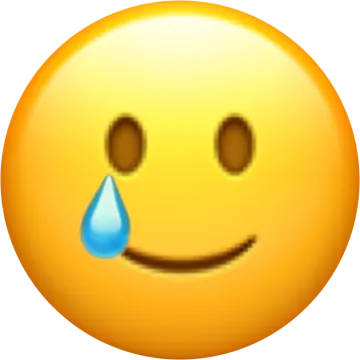 a yellow smiley face with tears on it