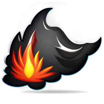 a black bird with flames in its beak