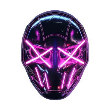 a black mask with pink neons on it