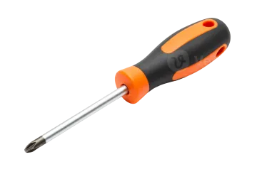 an orange and black screwdrive with a white background