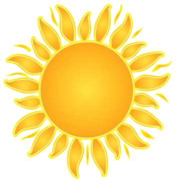 a yellow sun on white background