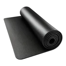 a black yoga mat on a white background