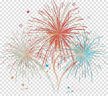 a firework with colorful fireworkss on transparent background