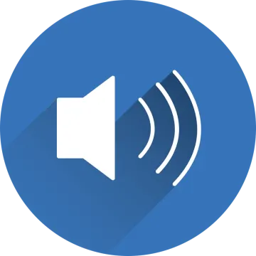 an icon of a speaker with a long shadow