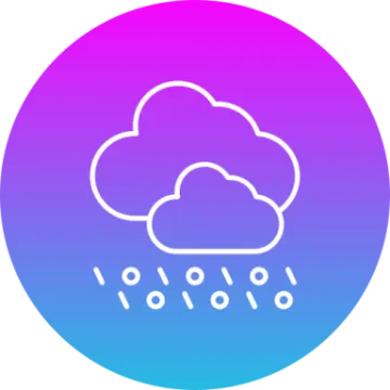 a cloud icon in the center of a circle