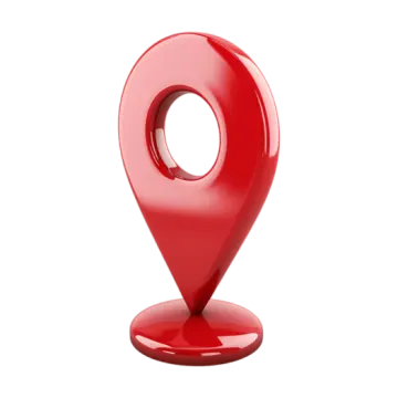 a red pin on a white background