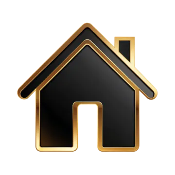 a black and gold house icon