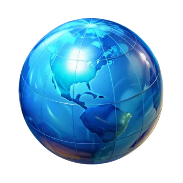 a blue globe on a white background