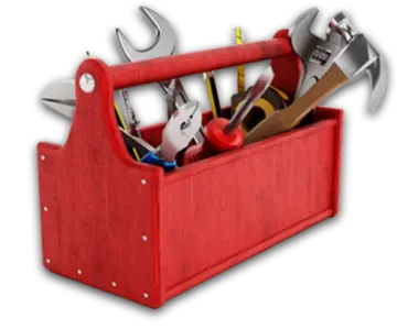 a red tool box filled with tools